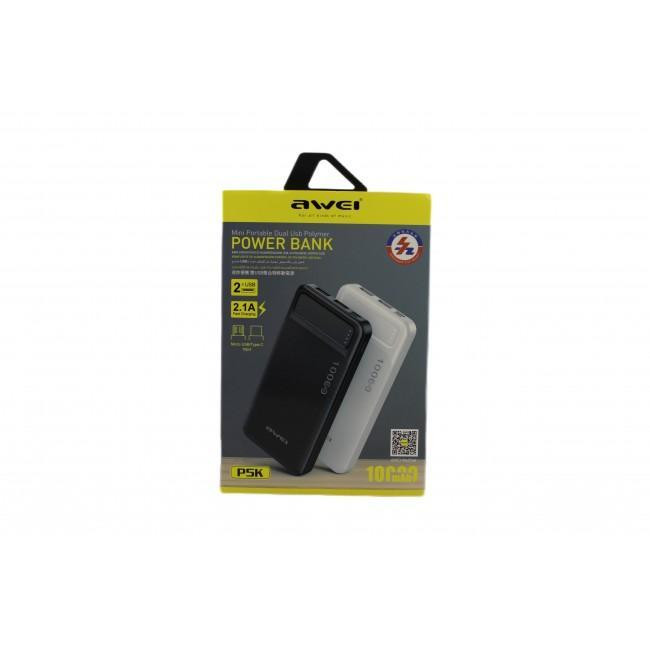 Портативный Внешний аккумулятор Power Bank AWEI P5K 10000mah для зарядки двух устройств одновременно Киев - изображение 3