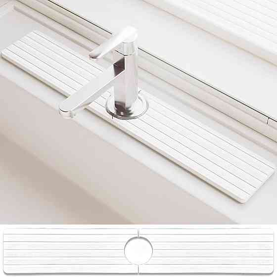 Коврик под смеситель,накладка в кухню или ванную комнату на раковину,каменный из диатомита,цвет белый Каменец-Подольский