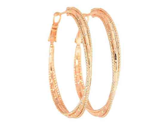Сережки кільця ML 18K конго Декоративний візерунок ø 4,5см 303289 ТМ XUPING Київ