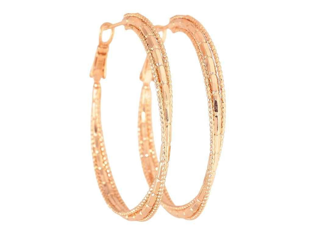 Сережки кільця ML 18K конго Декоративний візерунок ø 4,5см 303289 ТМ XUPING Київ - фото 1