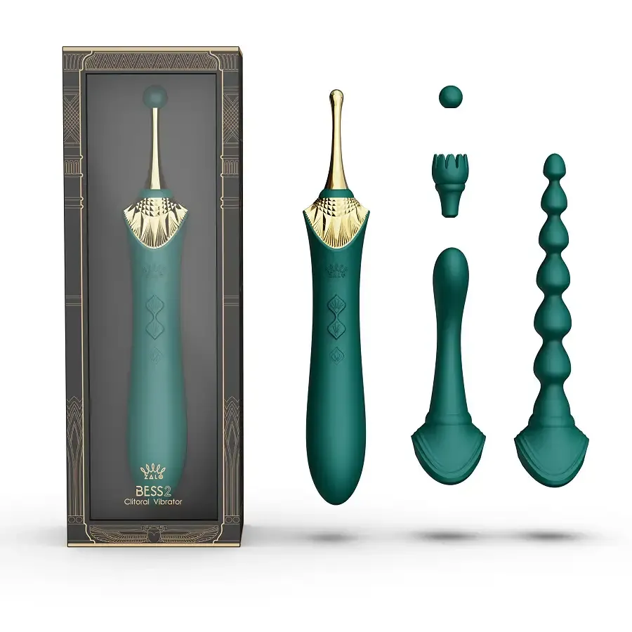 Мультифункціональний вібратор Zalo — Bess 2 Turquoise Green, 4 насадки, підігрів Львів - фото 2