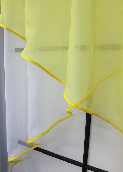 Кухонна фіранка VR-Textil № 053к жовтий з білим 280х170 см (52-1060) Київ - фото 4