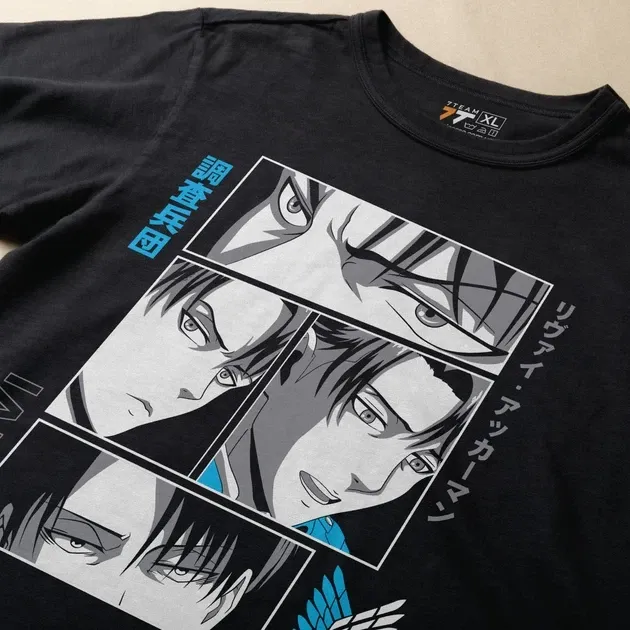 Футболка для підлітка хлопчика з принтом Атака Титанов Леви Акерман 2 Розмір 160 Anime10686 Дніпро - фото 3