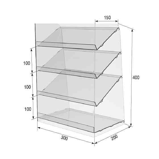 Підставка вітрина EKOSTAR 4 полиці 300х200х400 Київ