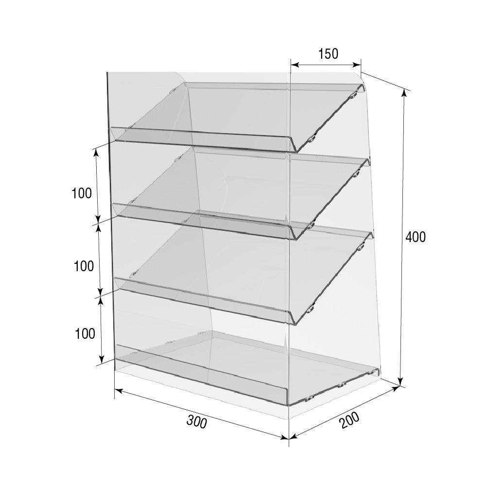 Підставка вітрина EKOSTAR 4 полиці 300х200х400 Київ - фото 4