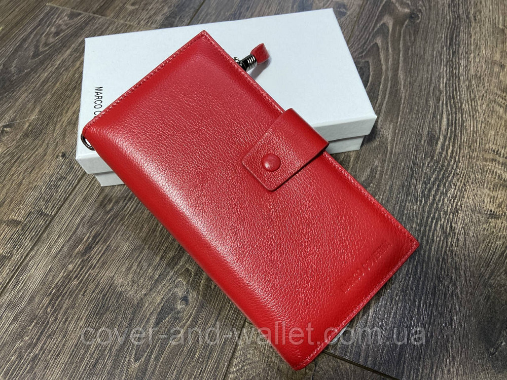 Елітний жіночий гаманець клатч з натуральної шкіри червоного кольору Marco Coverna 1426 Київ - фото 2