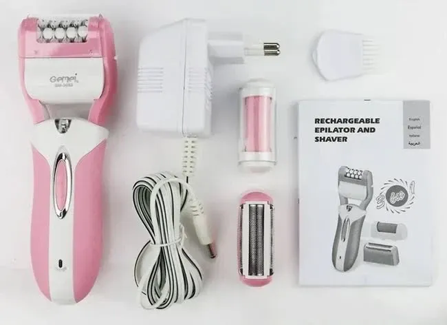 Епілятор GEMEI GM-3052 3в1 акумуляторний з бритвою та пемзою, 2 швидкості, 32 пінцети Одеса - фото 5