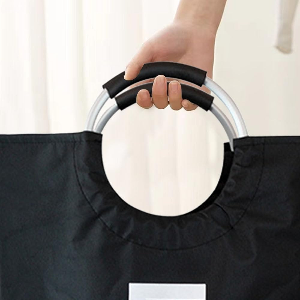 Корзина для белья в ванную комнату,органайзер для стирки хранения вещей складная с алюминиевыми ручками,чёрный Каменец-Подольский - изображение 8