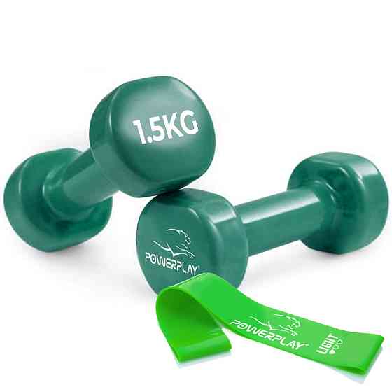 Гантель вінілова PowerPlay 4125 Achilles 2*1,5 кг. Зелені (2шт.) Каменское
