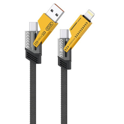 Дата кабель USB 2.0 AM to USB-C + USB 2.0 AM to Lightning 1.0m 60W black XO (NB283_4-in-1_Black) Винница - изображение 5