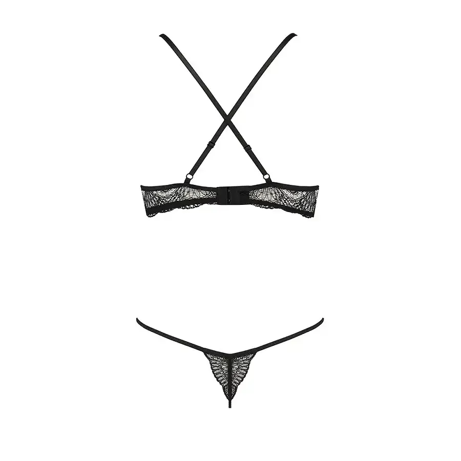 Комплект білизни Passion Exclusive QUENTRIS BIKINI S/M, black, стрінги і напіввідкритий ліф Львов - изображение 6