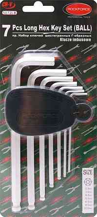 Набір ключів Г-подібних довгих з шаром 6-граних, 7пр. (2.5, 3-6, 8, 10мм) в пластиковому тримачі ROCKFORCE Одеса
