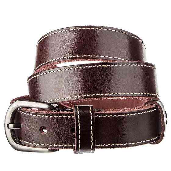 Ремінь унісекс з рядком по краях Vintage 20125 Темно-коричневий Київ