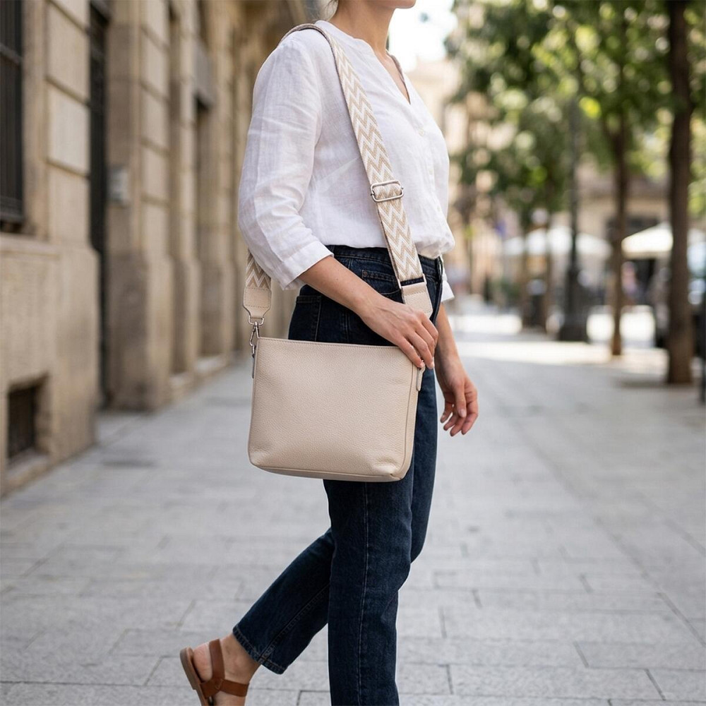 Повсякденна плечова сумка з натуральної шкіри Vintage 22915 Білий Київ - фото 12