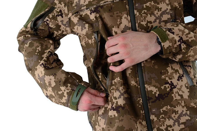 Армейская куртка с капюшоном Soft Shell (Пиксель) M Винница - изображение 3