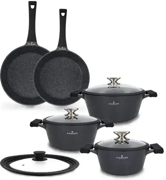 ZWIEGER BLACK STONE Набір каструль z pokrywkami 20, 24, 28 cm + Сковорідки Кришка uniwersalna Tadar Киев - изображение 1