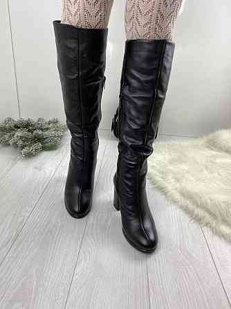 Stepter Модні чоботи зимові жіночі з натуральної шкіри на підборах чорні теплі р. 36, 38, 39 (6 Коломия