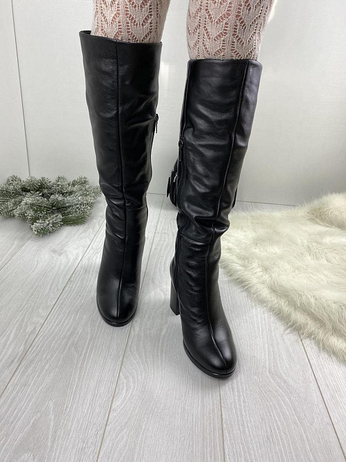 Stepter Модні чоботи зимові жіночі з натуральної шкіри на підборах чорні теплі р. 36, 38, 39 (6 Коломия - фото 2