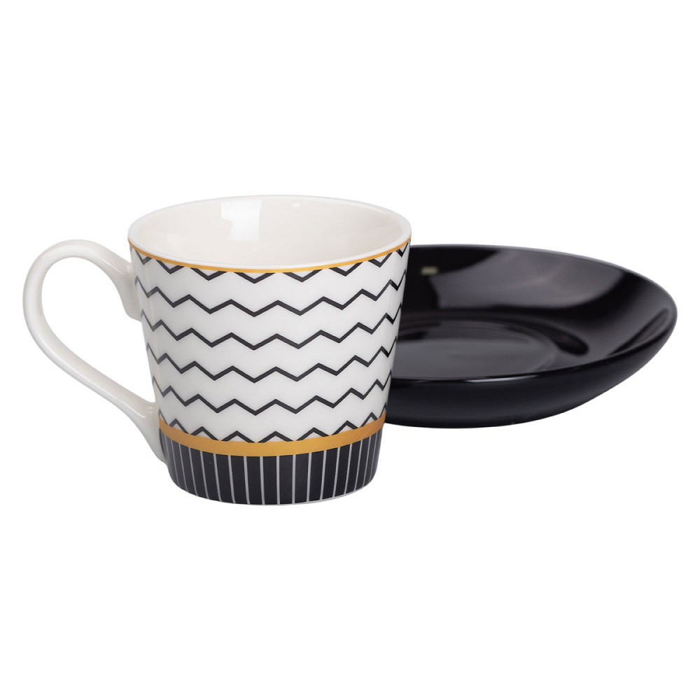 порцелянова чашка з чорним блюдцем 200 мл RX-N24708WH Коломия - фото 4
