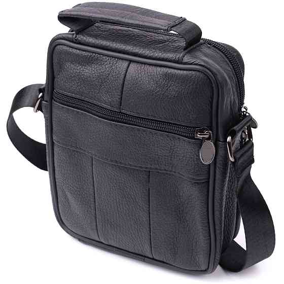 Небольшая вертикальная сумка для мужчин из натуральной кожи Vintage sale_15099 Черный Киев