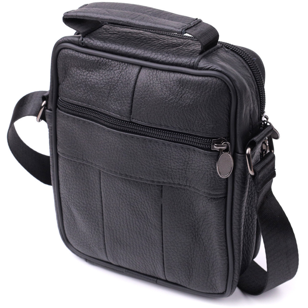 Небольшая вертикальная сумка для мужчин из натуральной кожи Vintage sale_15099 Черный Киев - изображение 2