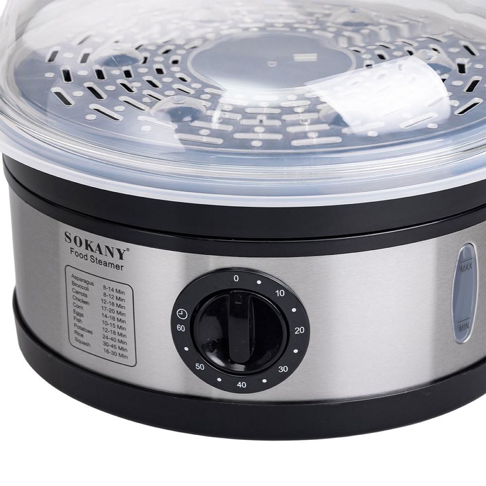 Sokany Пароварка електрична трирівнева 650 Вт 11 л з таймером і захистом від перегріву Sokany S Коломыя - изображение 2