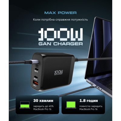 Зарядное устройство Armorstandart ARP-131 Resolute Power USB-C 100W GaN Black (ARM70024) Винница - изображение 8