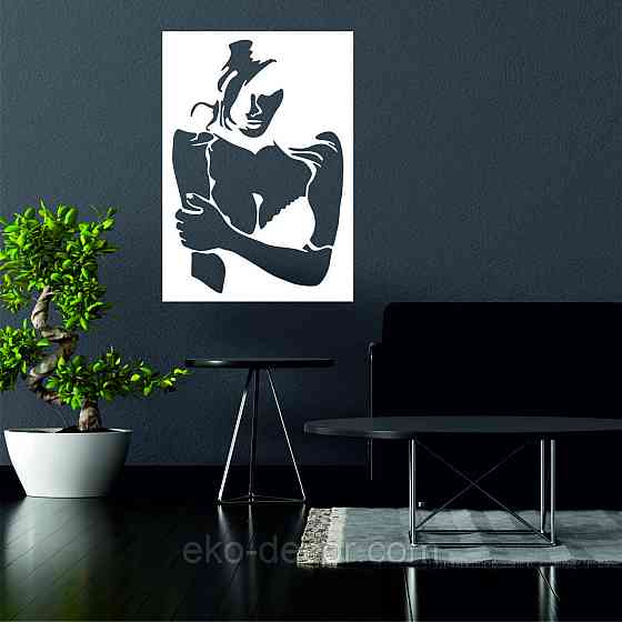 Декоративное настенное Панно «Силуэт женщины», Декор на стену 50*35 см, Белый Киев