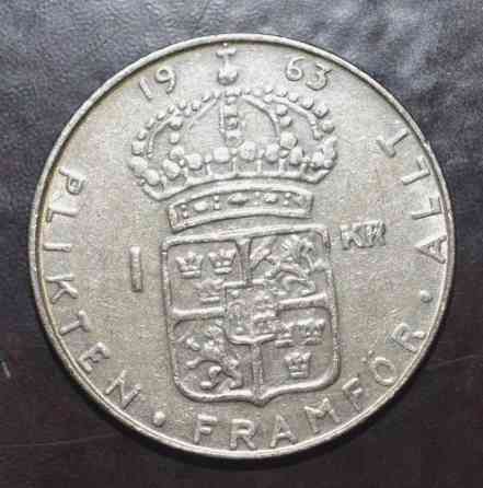 Швеція 1 крона 1963,64 рік (срібло) Полтава