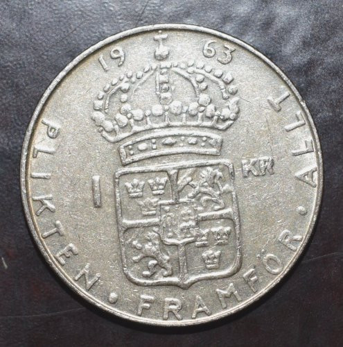 Швеція 1 крона 1963,64 рік (срібло) Полтава - фото 1