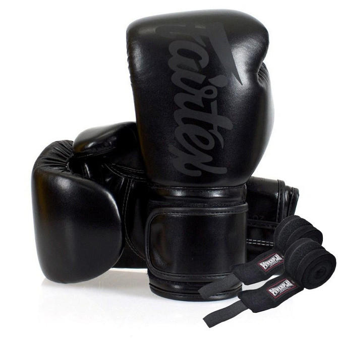 Боксерські рукавиці Fairtex BGV14SB Black 16 унцій (бинти в комплекті) Каменское - изображение 1