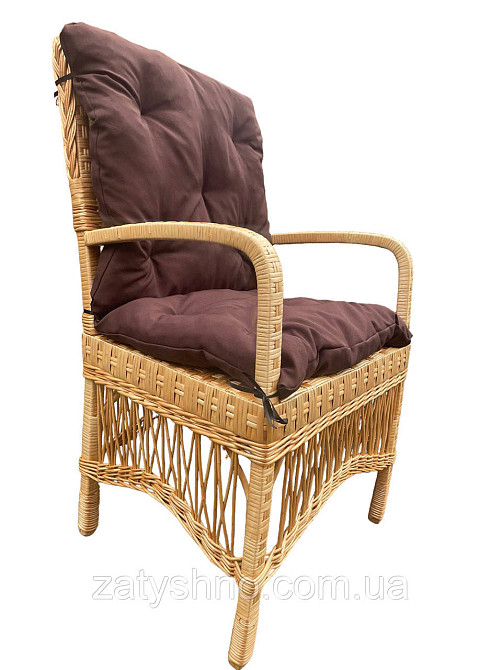 Стульчик плетеный с коричневой подушкой Киев - изображение 1