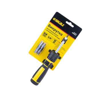 Отвертка с битами 12 шт CrV трещоточная, высокоскоростная (блистер) Мукачево