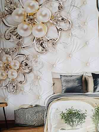 Шпалери вінілові на флізелін великі квіти бежеві 3д Київ