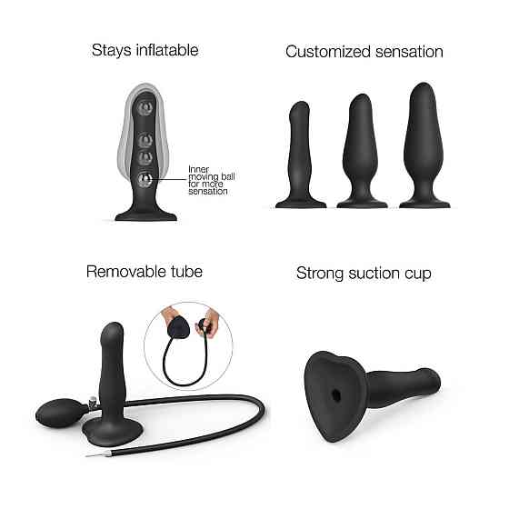 Надувной фаллоимитатор Strap-On-Me INFLATABLE DILDO PLUG - NOIR, шарик внутри, диаметр до 6 см Sex Aura Киев