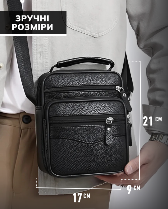 Мужская сумка-барсетка 17x21x9, кожаная сумочка планшет Tiding Bag 75003 черная Киев - изображение 12