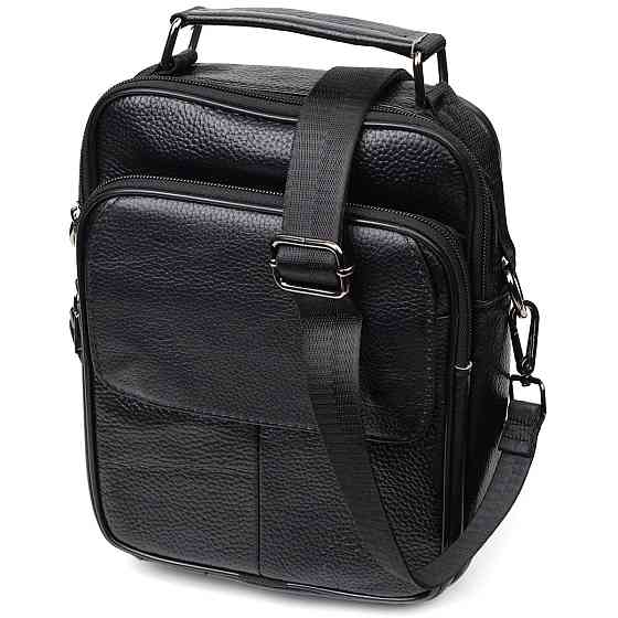 Практичный мужской мессенджер из натуральной кожи Черный (Vintage) Киев