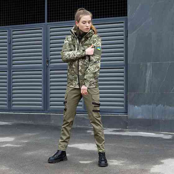 Демісезонна жіноча куртка піксель Pobedov Motive Військова Київ