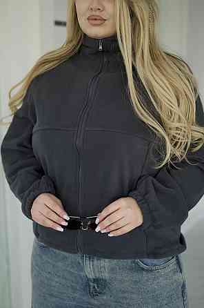 Флісова жіноча кофта на блискавці "Jacket" | Батал Графіт, 54-56 Київ