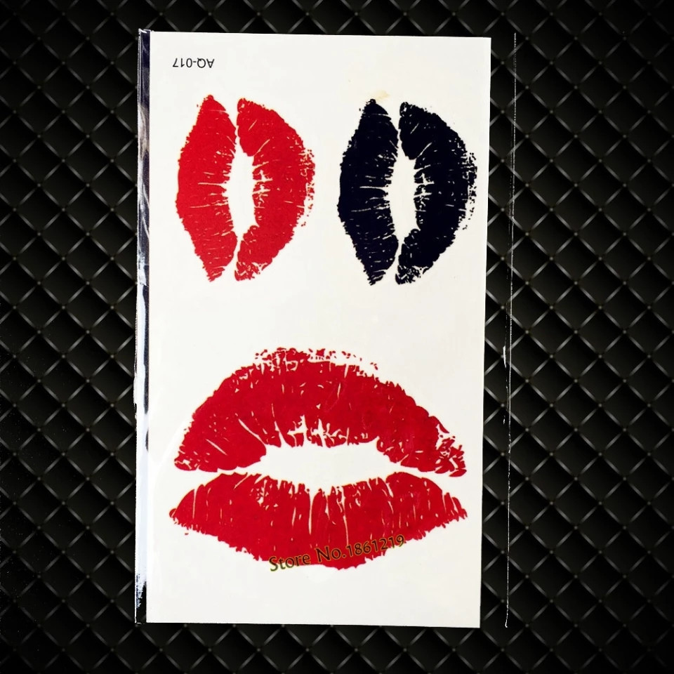 Татуювання наклейки Губи 10 на 6 см різнобарвний Київ - фото 4