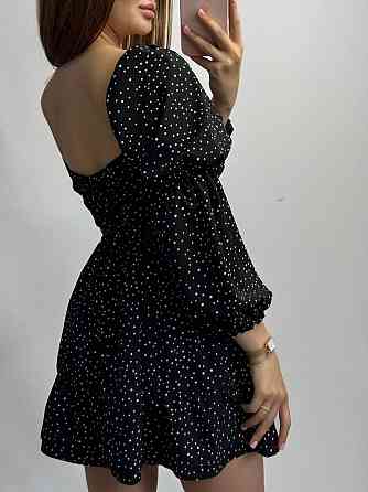 Жіноче софтове плаття на ґудзиках із довгим рукавом Чорний Горох XS-S Харків