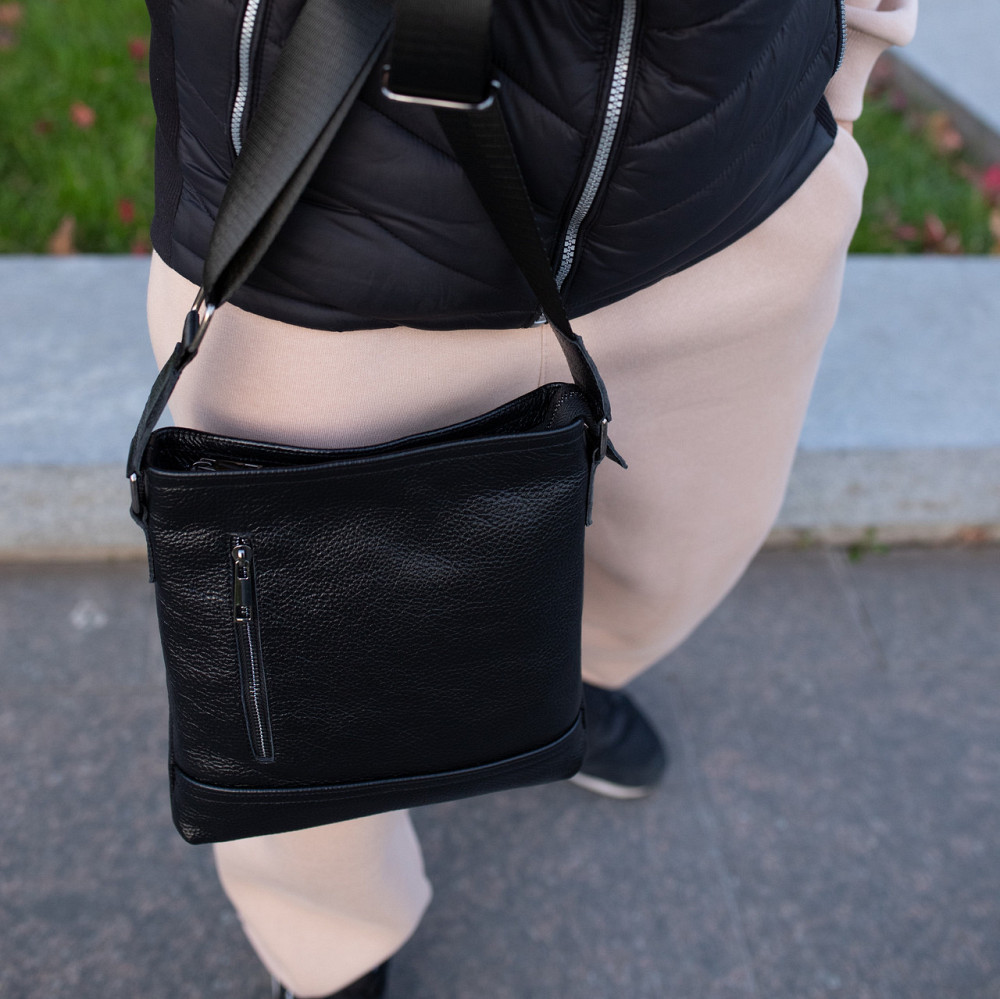 Сумка планшетка чоловіча через плече якісна з натуральної шкіри містка, чорнаMasterSem Київ - фото 1