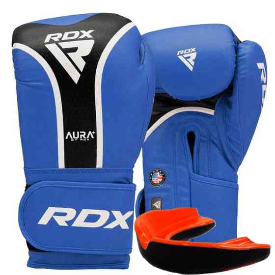 Боксерські рукавиці RDX AURA PLUS T-17 Blue/Black 16 унцій (капа в комплекті) Кам'янське