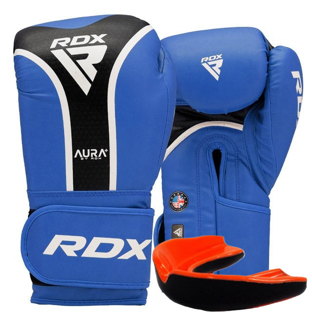 Боксерські рукавиці RDX AURA PLUS T-17 Blue/Black 16 унцій (капа в комплекті) Каменское - изображение 1