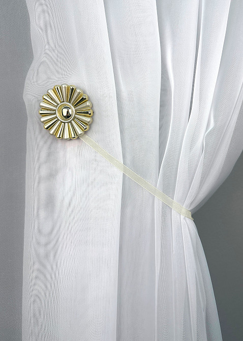 Магниты для штор и гардин Хризантема набор 2 шт Серый с золотистым (81-302) Киев - изображение 4