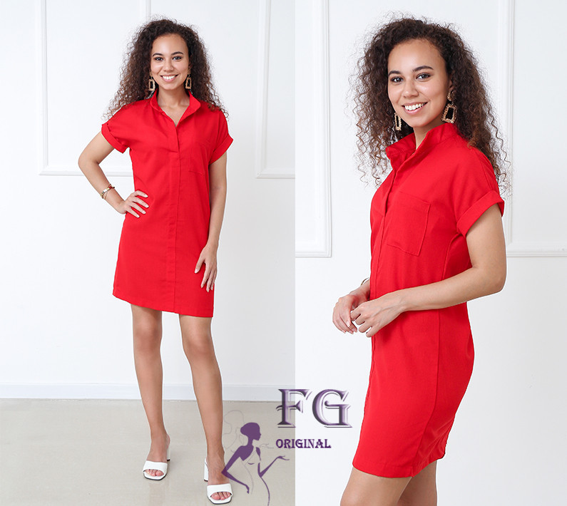 Жіноча лляна сукня літня "Avrora" оптом та по дропшипінгу | Норма Червоний, 42-44 Київ - фото 2