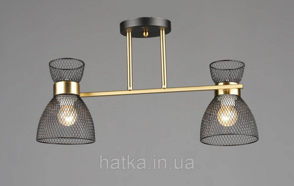 Люстра стельова на 2 плафони VALESO N6791/2, патрон E27, Лофт, Мідь+Чорний Київ - фото 1