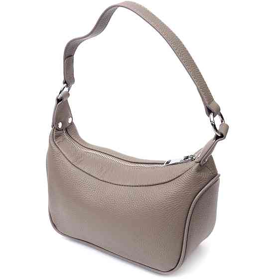 Шкіряна сумка напівкруглого формату з однією ручкою Сіра (Vintage) Київ