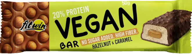 Протеиновый батончик Fit Win Vegan Bar 12x50g фундук и карамель Киев - изображение 3