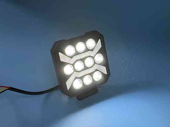 Фара рабочего света LED прямоугольная 108 мм SPOT (направленный свет) — Белый + Желтый свет (8 диодов) Харьков